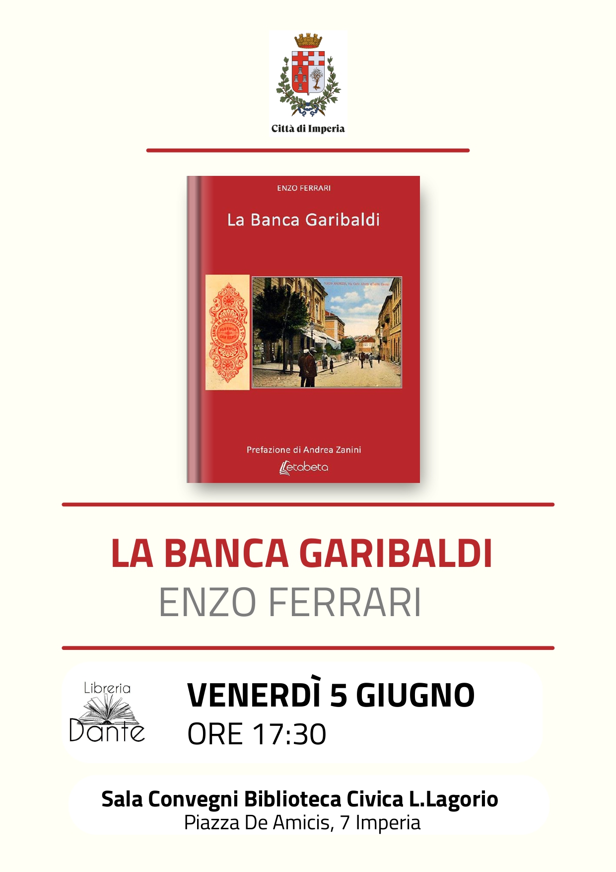 "La Banca Garibaldi" di Enzo Ferrari - 5 Giugno 2026 ore 17.30